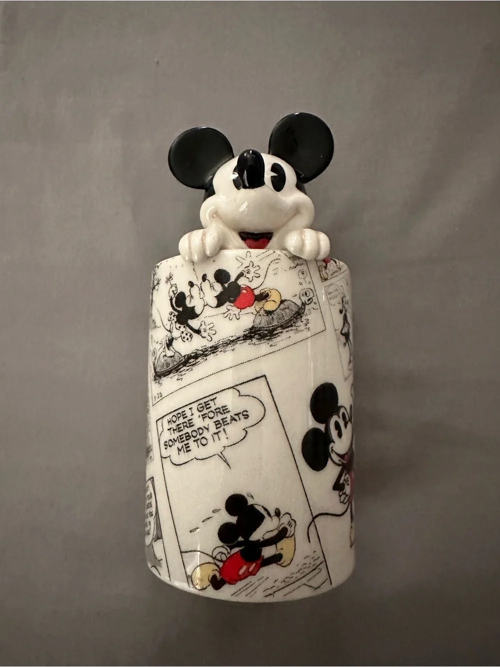 Hallmark Disney Mickey Mouse Comic Ceramic Cup with Black Ears and Red Accents